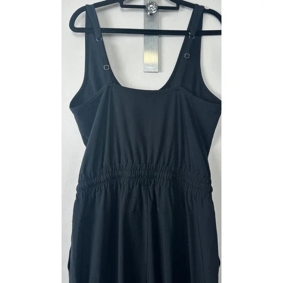 Abercrombie & Fitch Jumpsuit Womens M Black Adjustable Straps Elastic Waist D20 - Picture 5 of 7